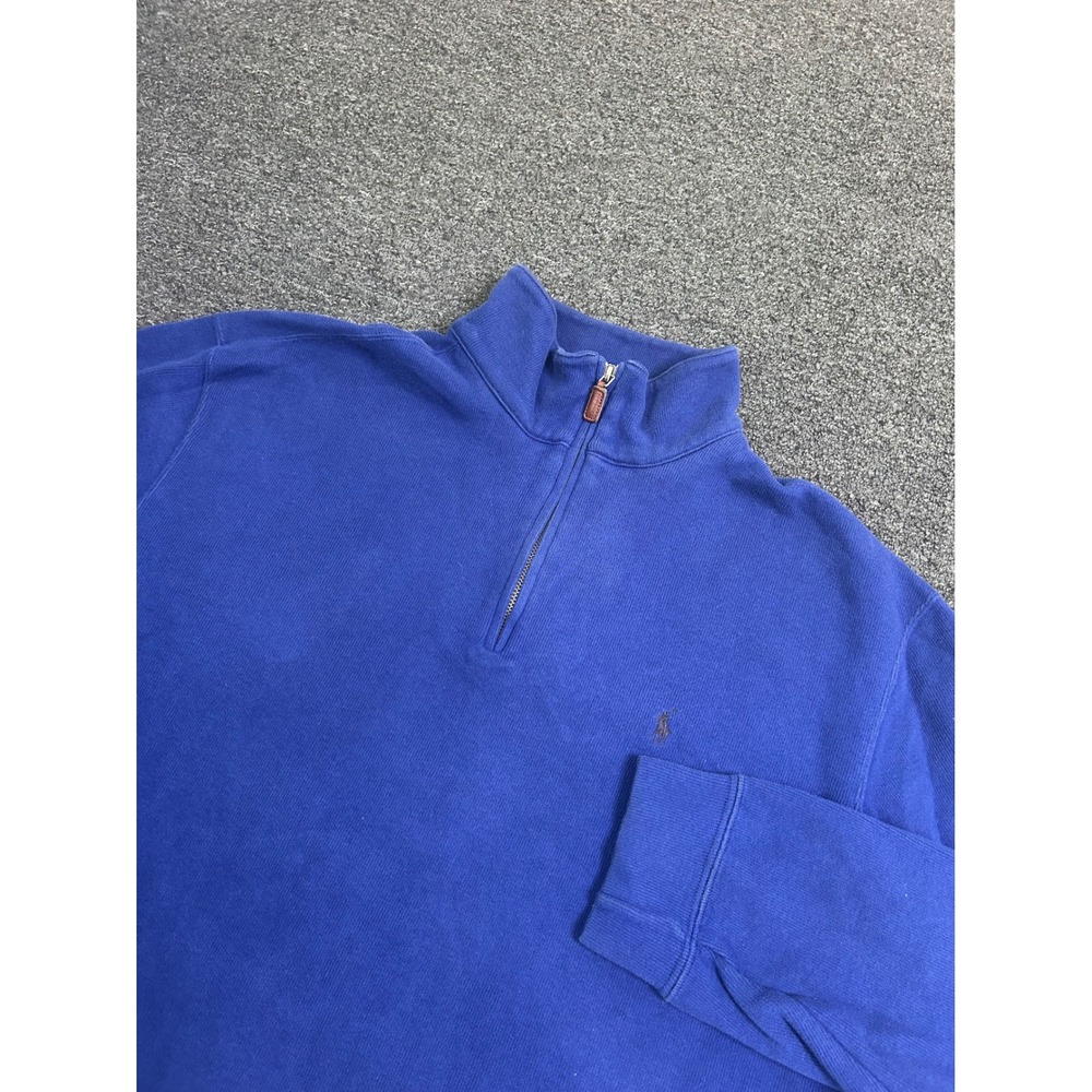 Polo Ralph Lauren 1/4 Zip Pullover Blue Mens XXL Cotton Preppy Casual Money